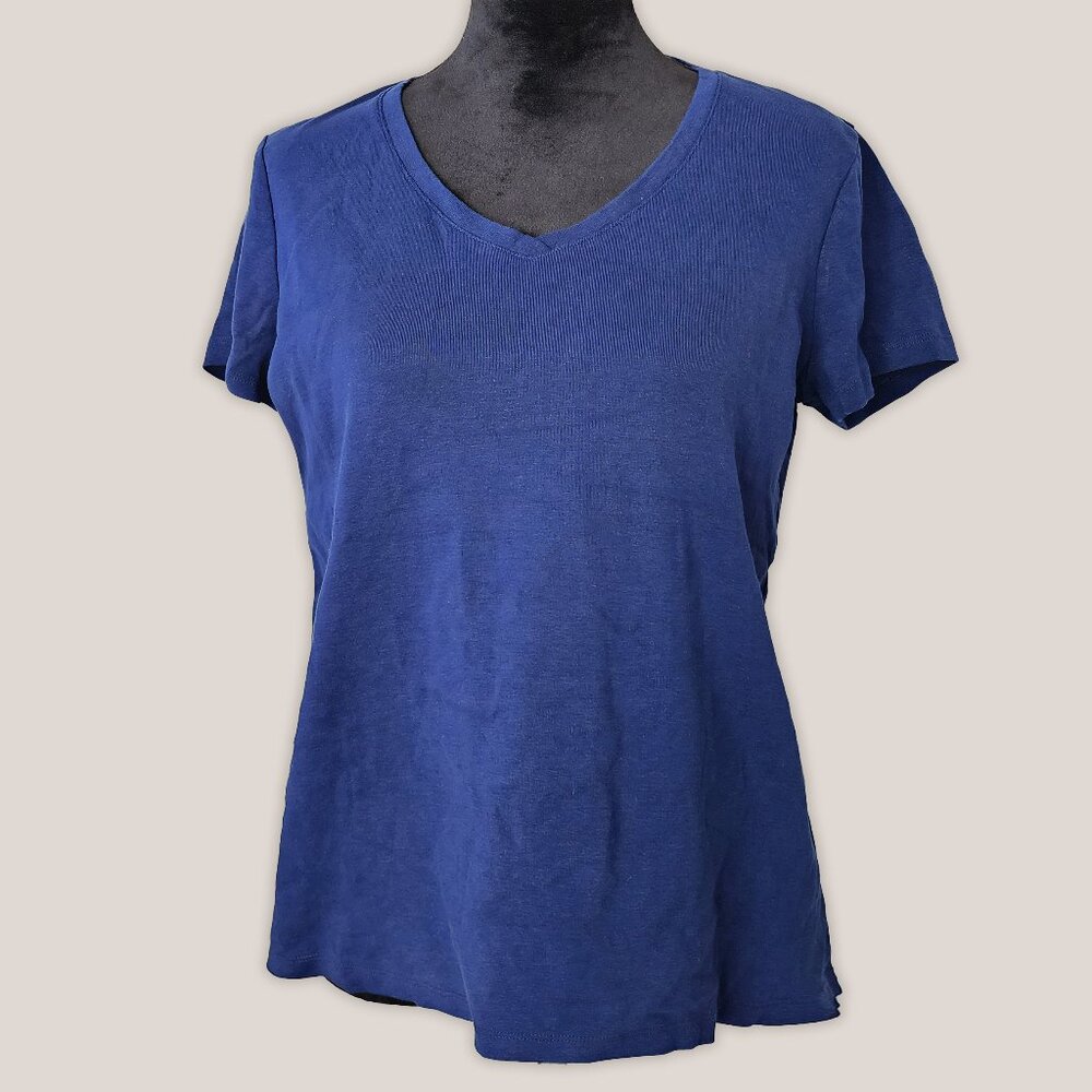 St. John's Bay Essential Tee Cotton Navy Blue Top T-Shirt